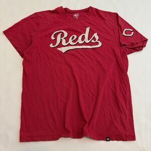 '47 Brand Cincinnati Reds T-Shirt Mens Large Red Embroidered Script Logo MLB